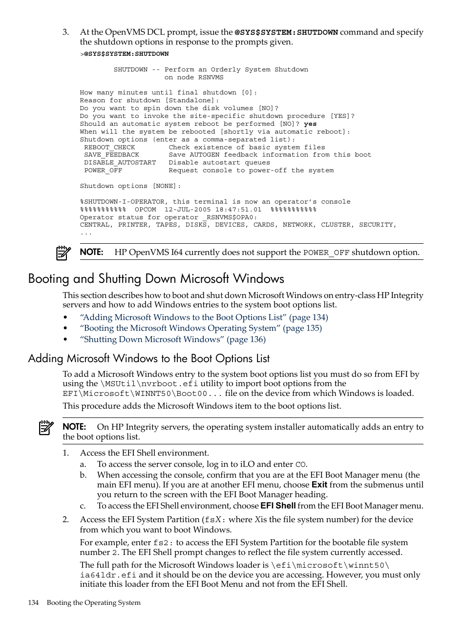 Booting and shutting down microsoft windows, Adding microsoft windows to the boot options list, Adding microsoft windows to the boot options | HP AD117-9003A-ED3 User Manual | Page 134 / 177