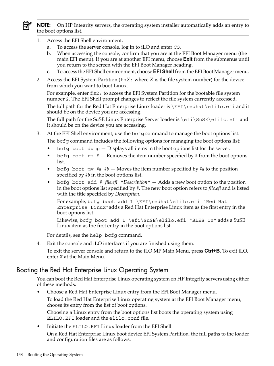 Booting the red hat enterprise linux | HP AD117-9003A-ED3 User Manual | Page 138 / 177