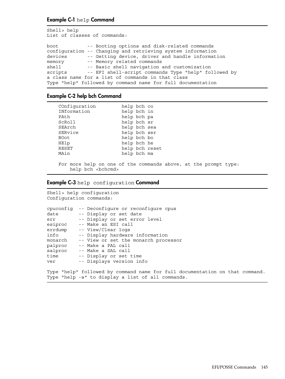 Help, Command, Help bch command | Help configuration | HP AD117-9003A-ED3 User Manual | Page 145 / 177