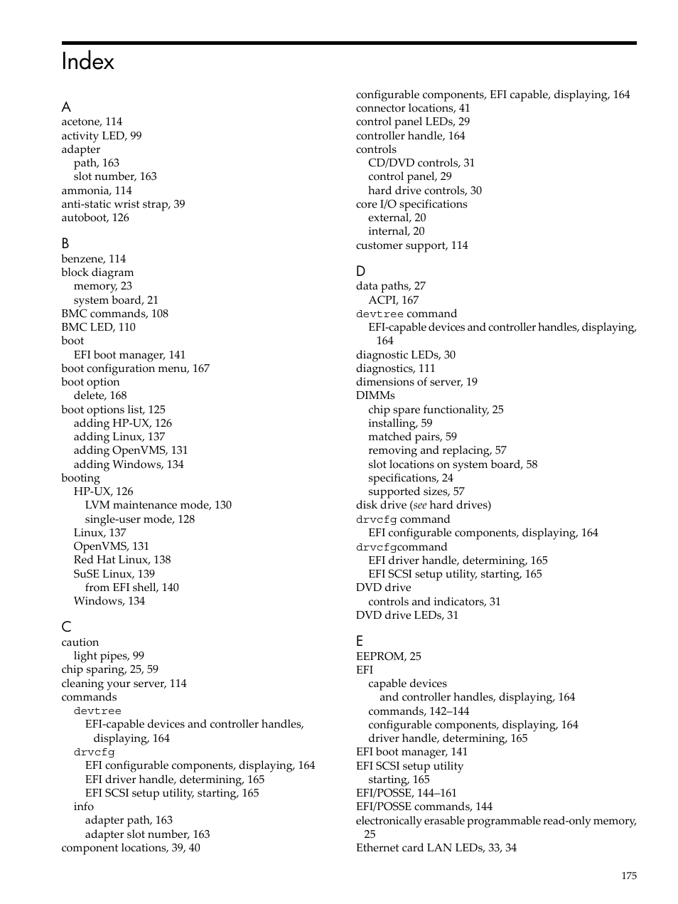 Index | HP AD117-9003A-ED3 User Manual | Page 175 / 177