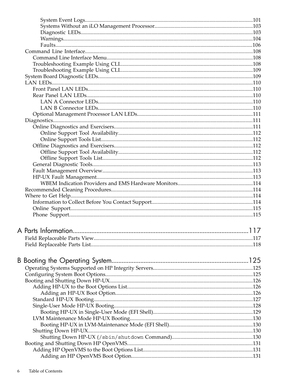 A parts information, B booting the operating system | HP AD117-9003A-ED3 User Manual | Page 6 / 177