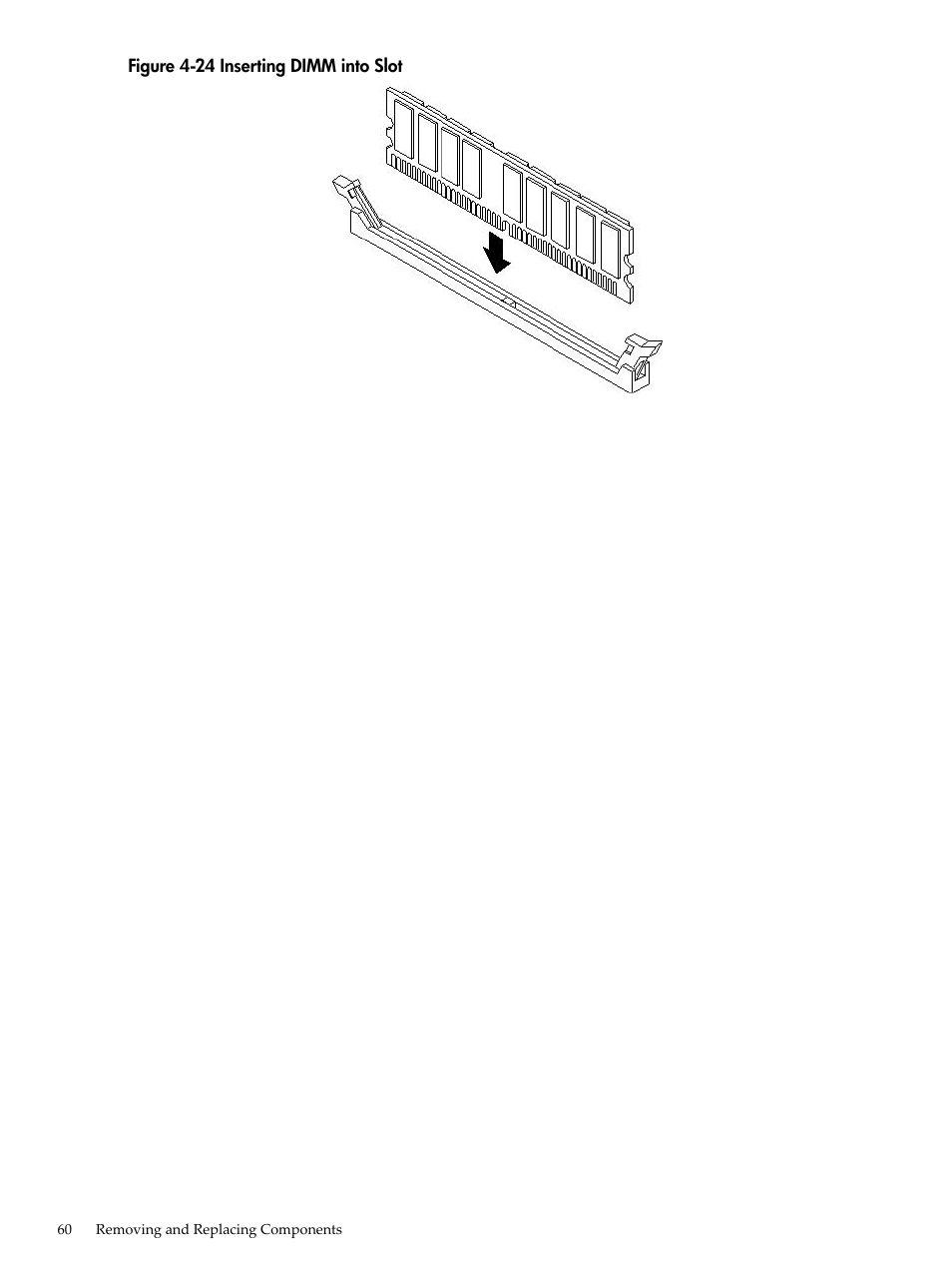 Inserting dimm into slot, Figure 4-24 | HP AD117-9003A-ED3 User Manual | Page 60 / 177