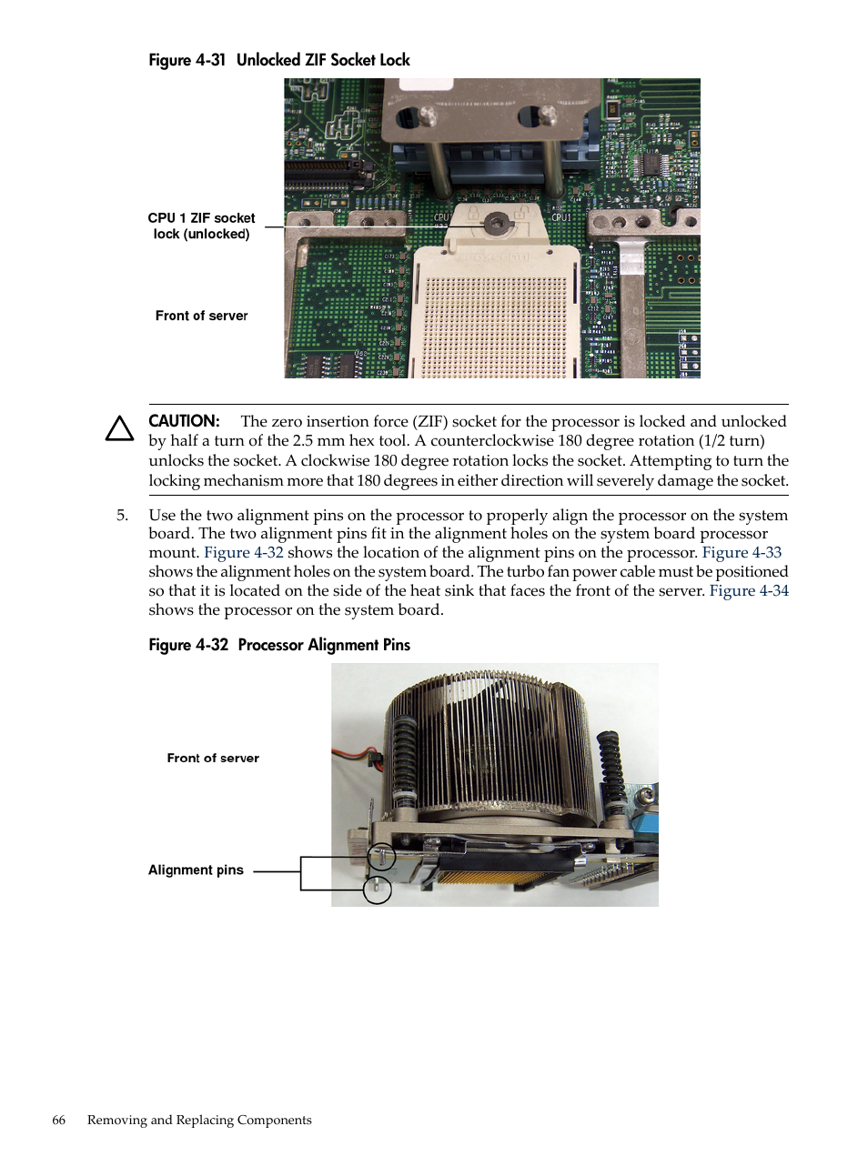 Unlocked zif socket lock, Processor alignment pins | HP AD117-9003A-ED3 User Manual | Page 66 / 177