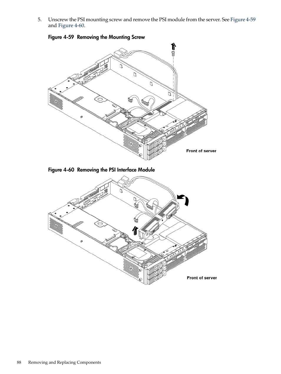 Removing the mounting screw, Removing the psi interface module | HP AD117-9003A-ED3 User Manual | Page 88 / 177