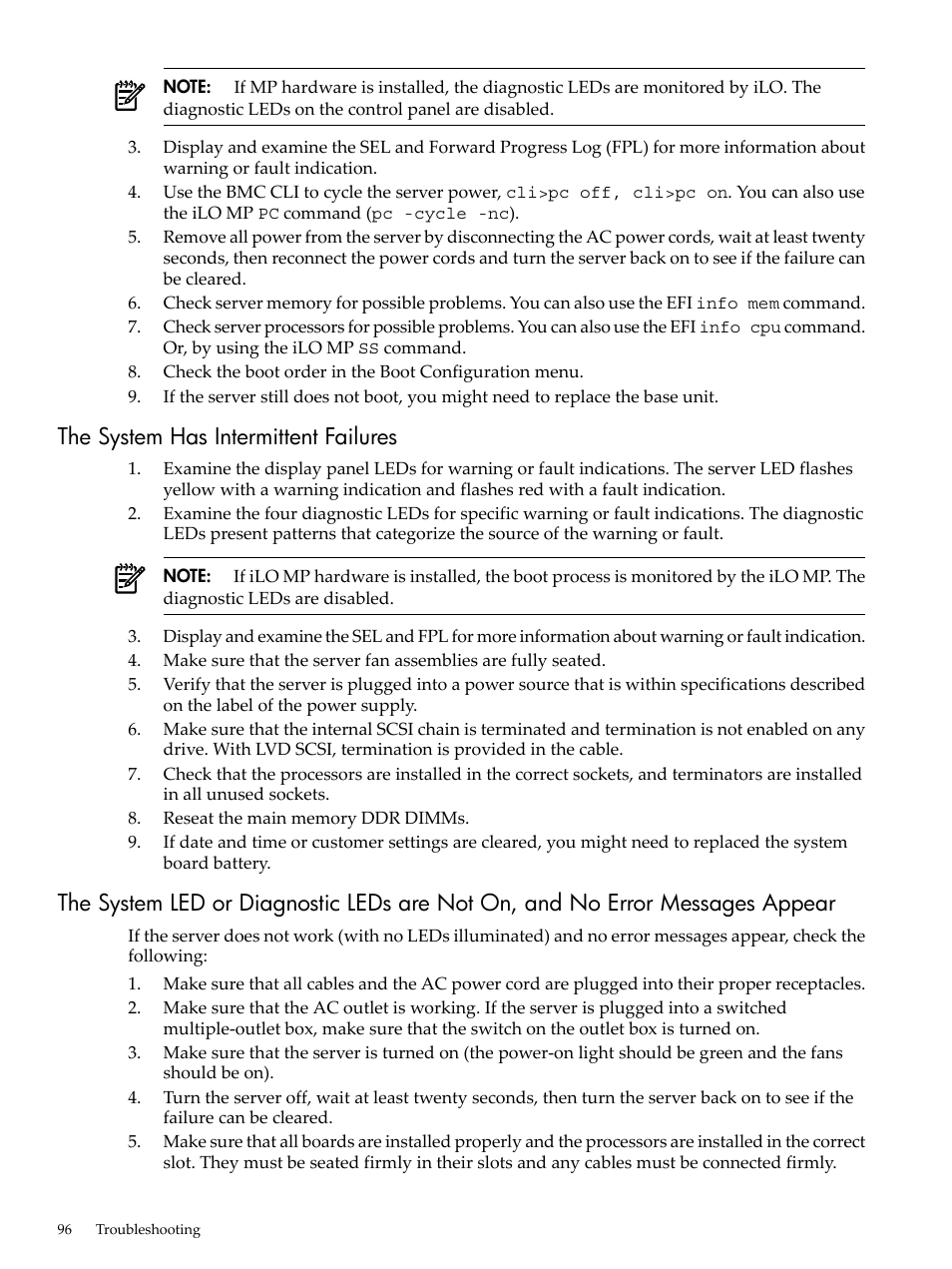 The system has intermittent failures | HP AD117-9003A-ED3 User Manual | Page 96 / 177