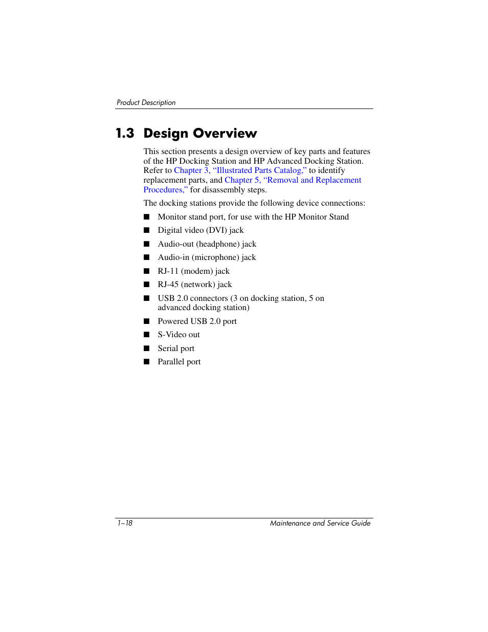 3 design overview, 3 design overview –18 | HP Laptop Docking Station User Manual | Page 22 / 70