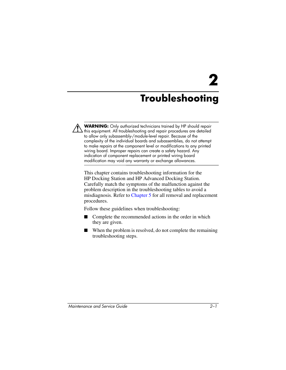 Troubleshooting, 2 troubleshooting | HP Laptop Docking Station User Manual | Page 23 / 70