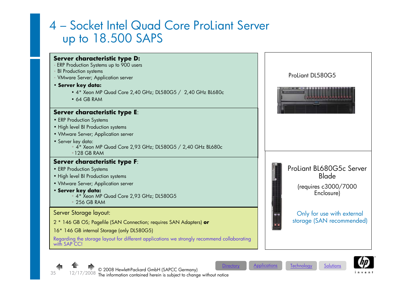 Intel proliant, 4 processor, Socket | Server (quad, Core), Server (six, Storage char, As prod | HP ProLiant 585G5 User Manual | Page 35 / 49