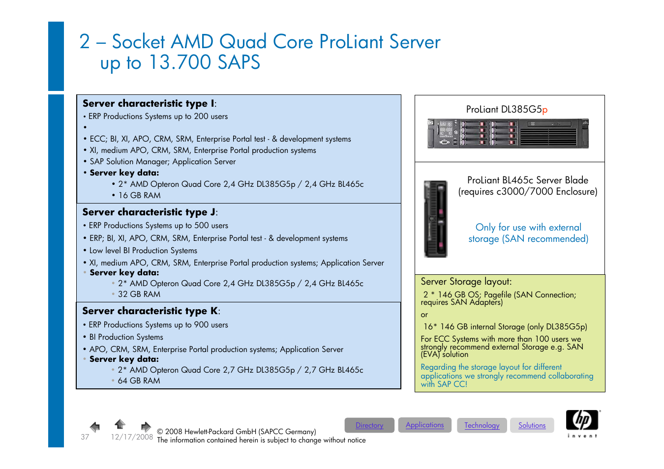 Amd proliant, 2 prozessor / socket, Server (quad | Core) | HP ProLiant 585G5 User Manual | Page 37 / 49