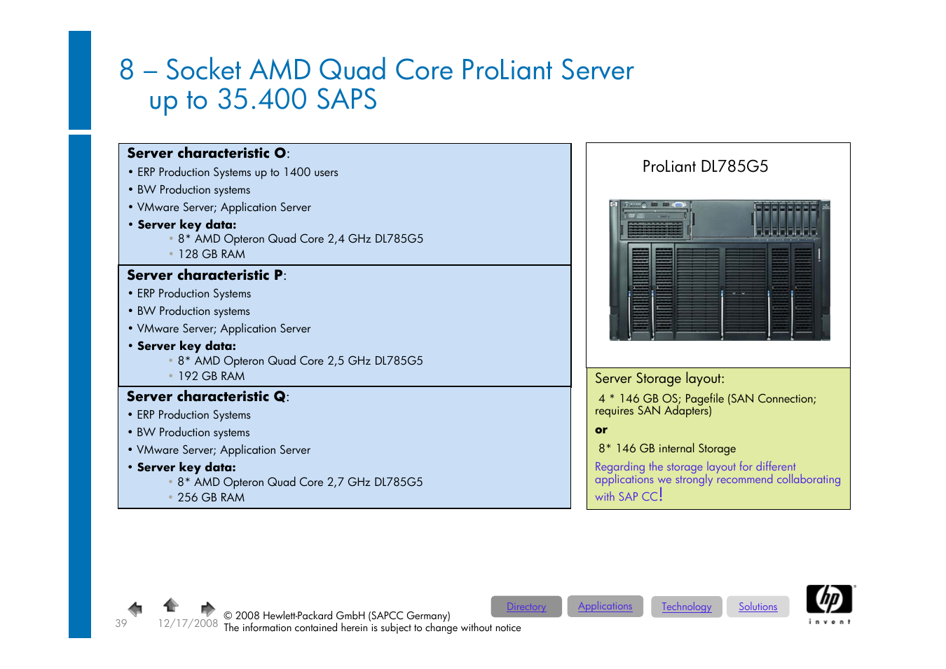 Amd proliant, 8 prozessor / socket, Server (quad | Core) | HP ProLiant 585G5 User Manual | Page 39 / 49