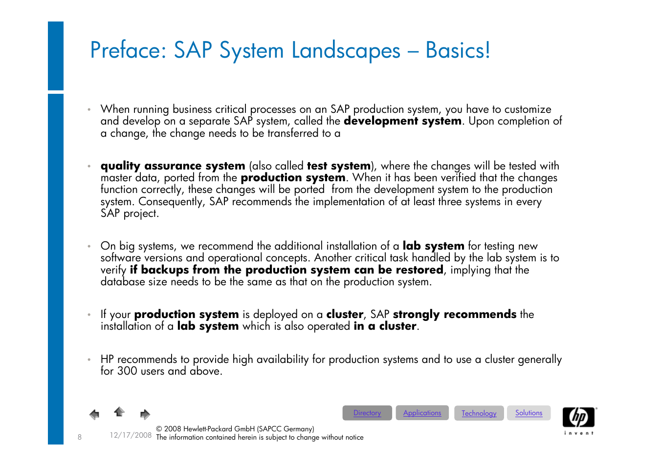 Preface: sap system landscapes – basics | HP ProLiant 585G5 User Manual | Page 8 / 49
