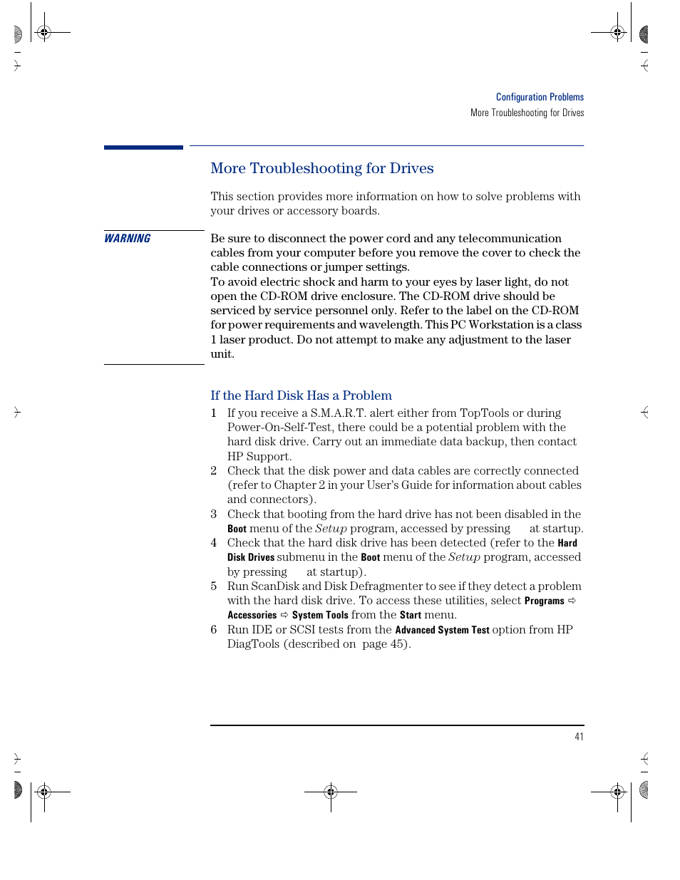 More troubleshooting for drives, If the hard disk has a problem | HP KAYAK XU800 User Manual | Page 41 / 52