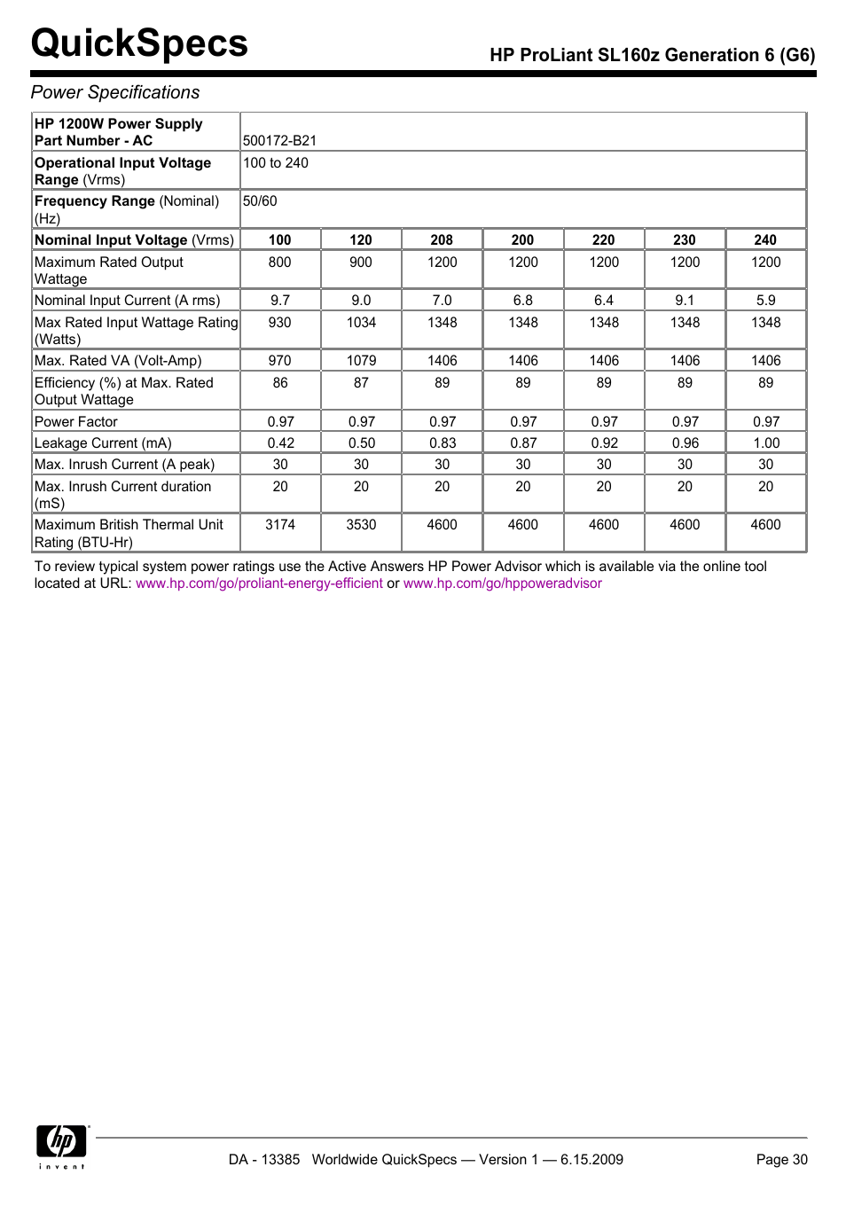 Quickspecs | HP SL160Z User Manual | Page 30 / 33