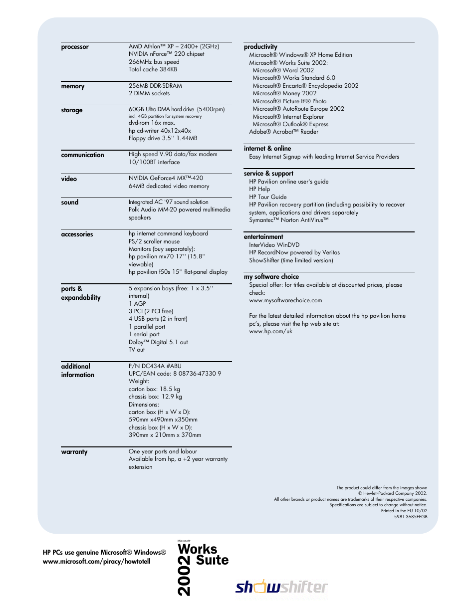 HP Pavilion 763.uk User Manual | Page 2 / 2