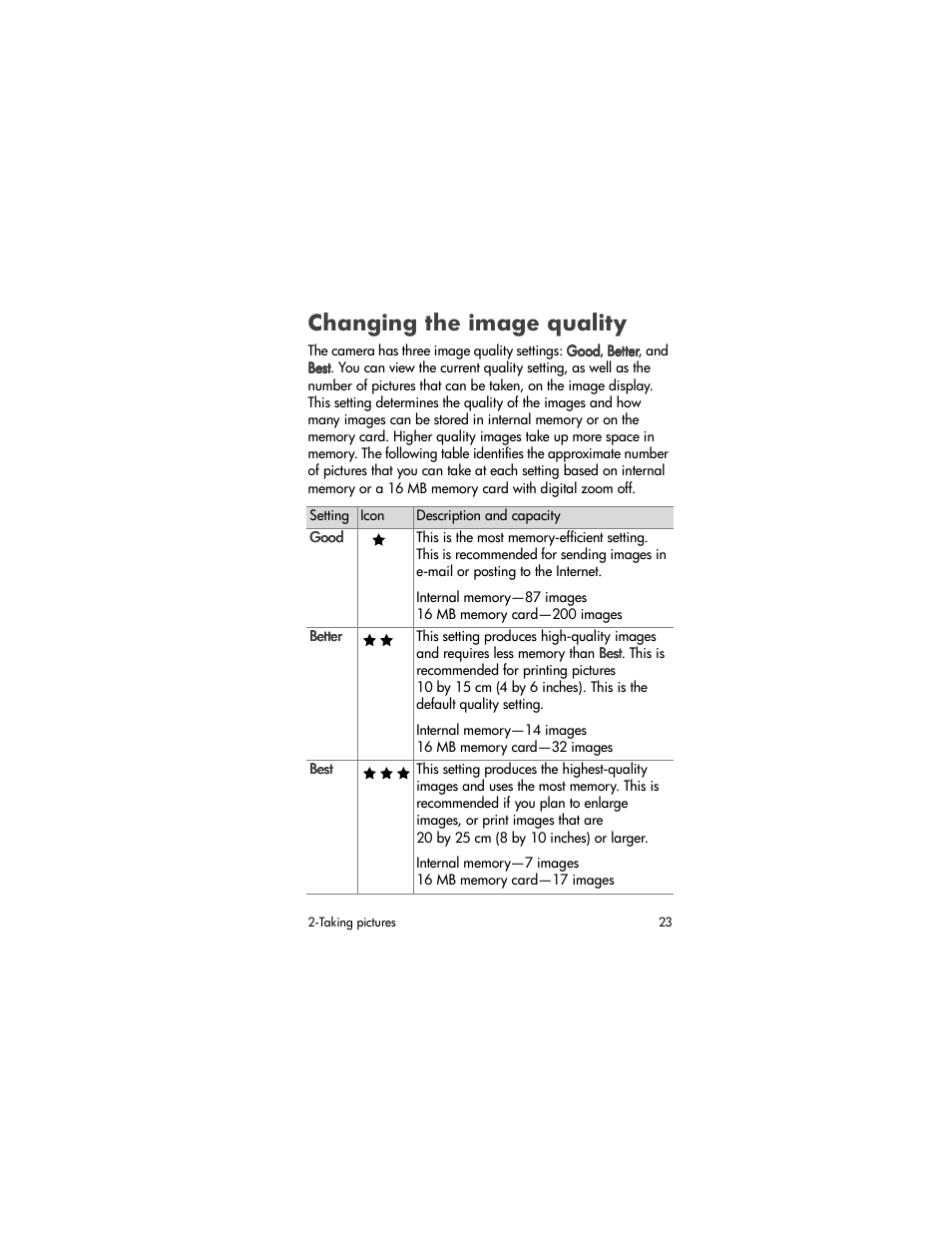 Changing the image quality | HP PhotoSmart 620 User Manual | Page 25 / 80