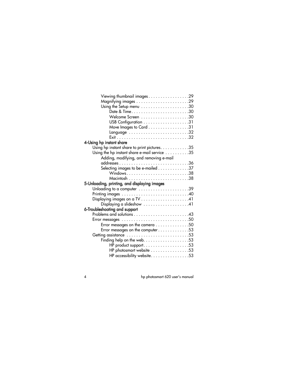 HP PhotoSmart 620 User Manual | Page 6 / 80