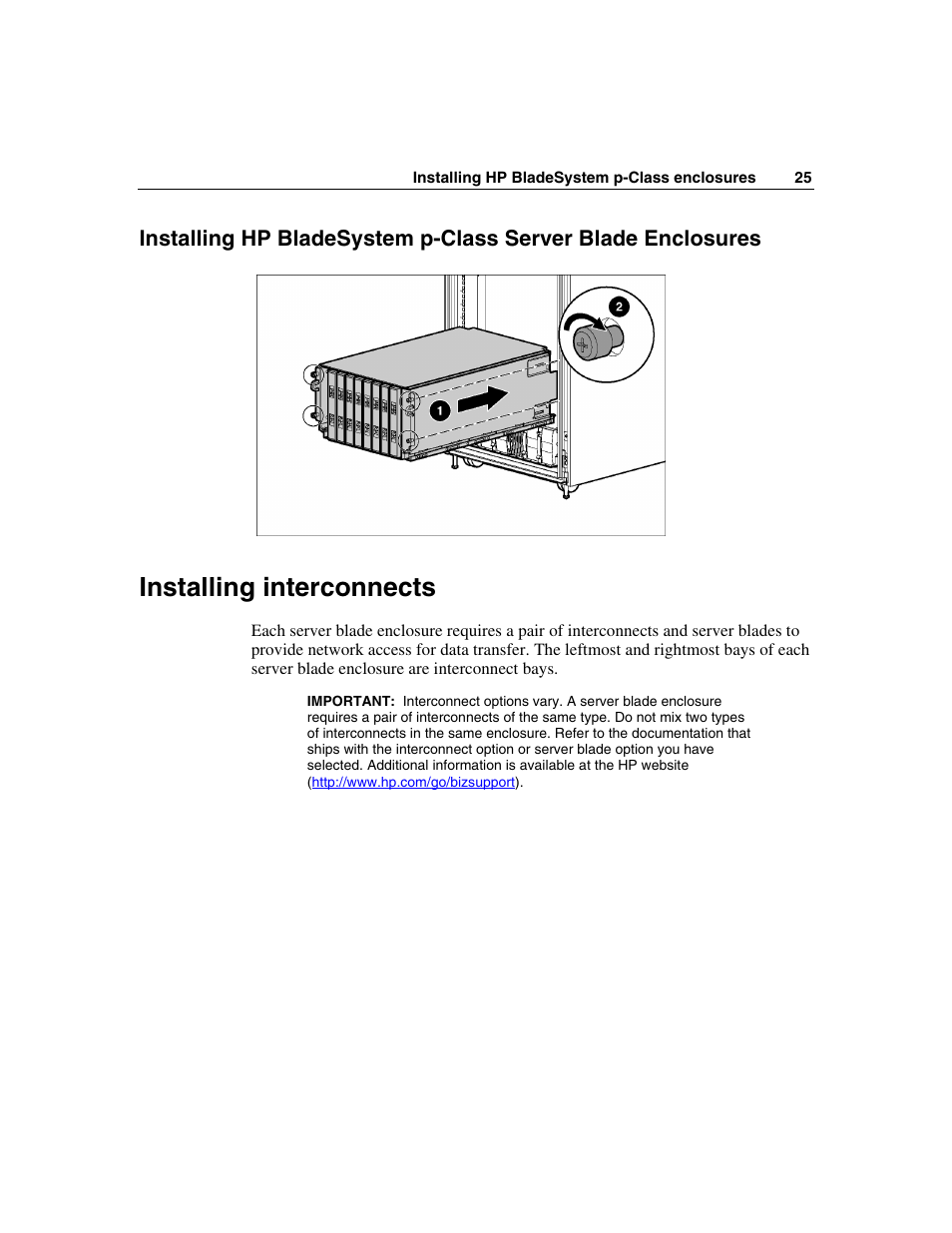 Installing interconnects | HP 354556-002 User Manual | Page 25 / 104