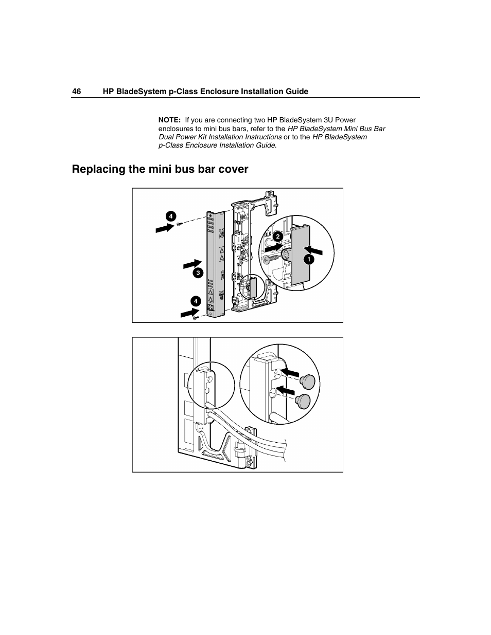 Replacing the mini bus bar cover | HP 354556-002 User Manual | Page 46 / 104