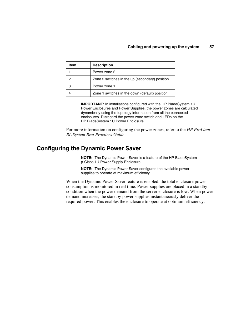 Configuring the dynamic power saver | HP 354556-002 User Manual | Page 57 / 104
