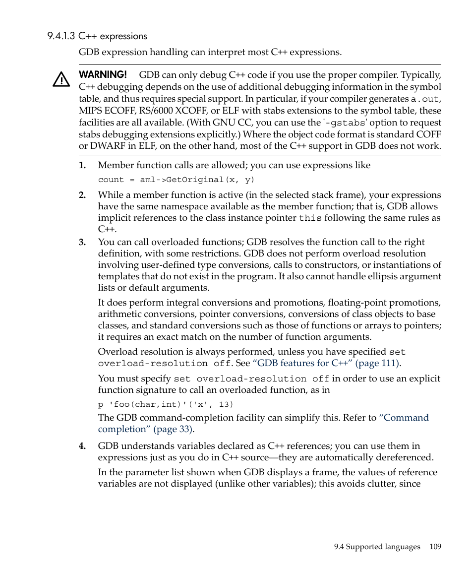 3 c++ expressions | HP gnu source-level debugger 5992-4701 User Manual | Page 109 / 369