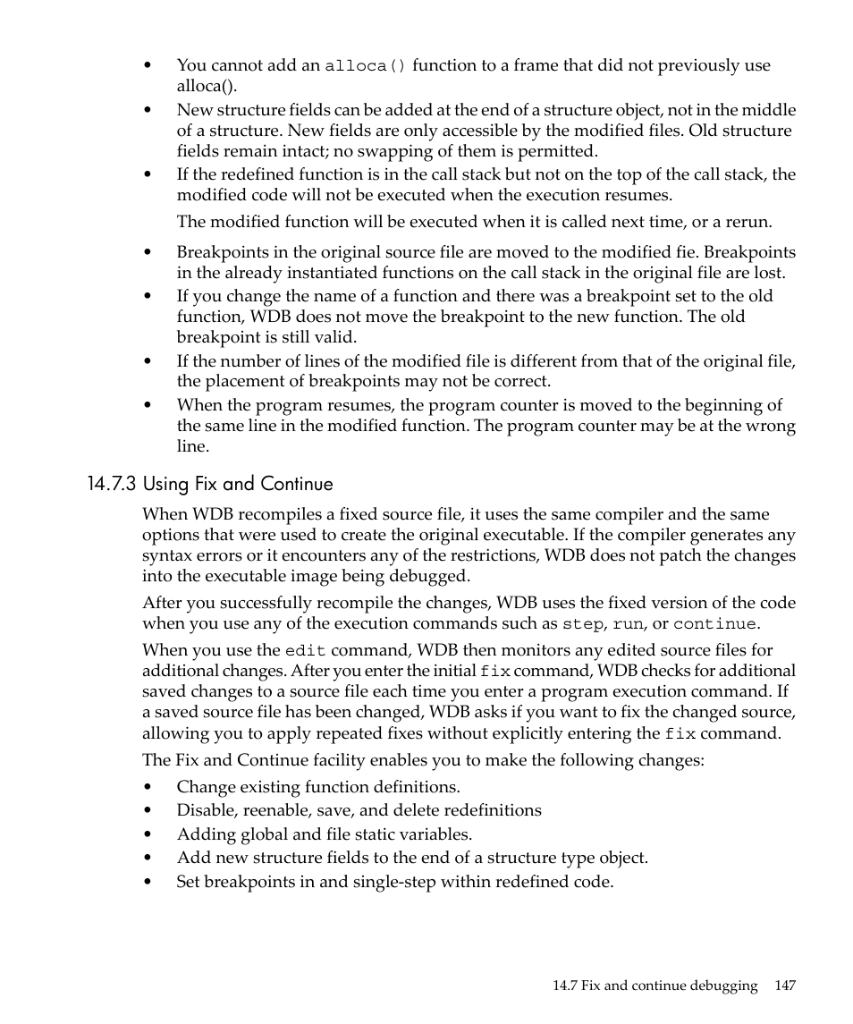 3 using fix and continue | HP gnu source-level debugger 5992-4701 User Manual | Page 147 / 369