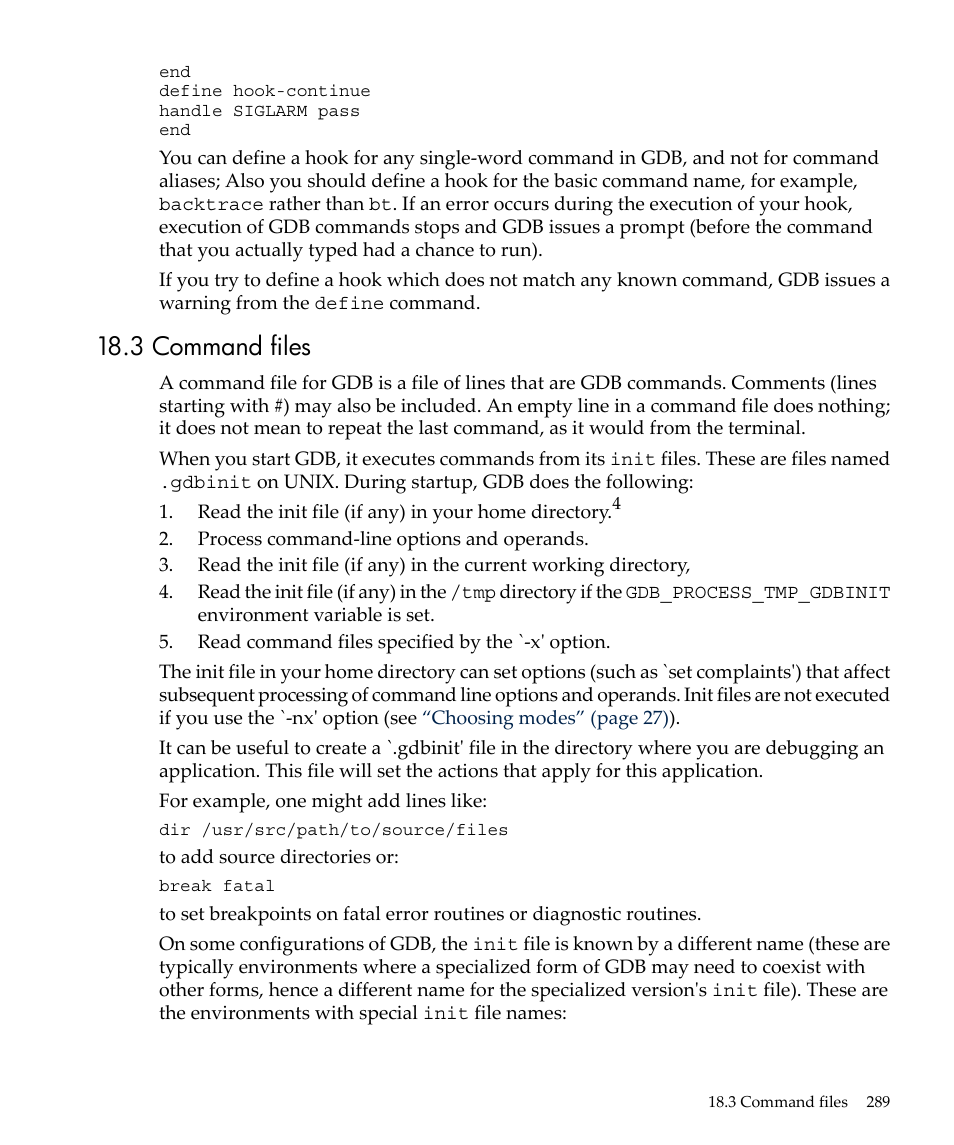 3 command files | HP gnu source-level debugger 5992-4701 User Manual | Page 289 / 369