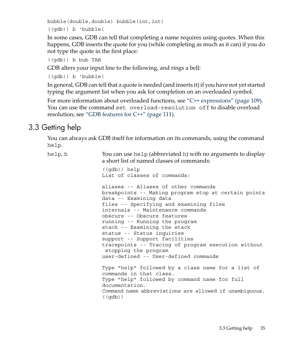 3 getting help | HP gnu source-level debugger 5992-4701 User Manual | Page 35 / 369