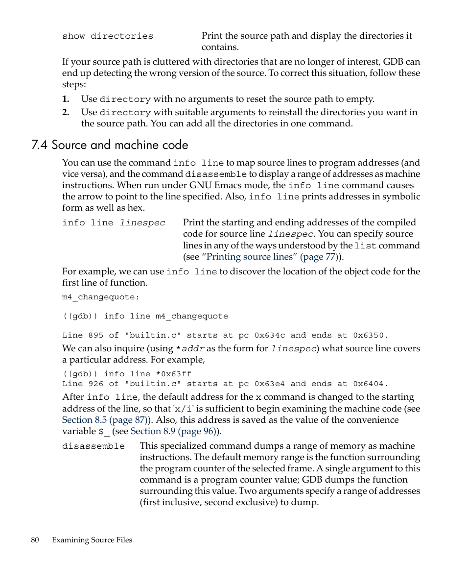 4 source and machine code | HP gnu source-level debugger 5992-4701 User Manual | Page 80 / 369
