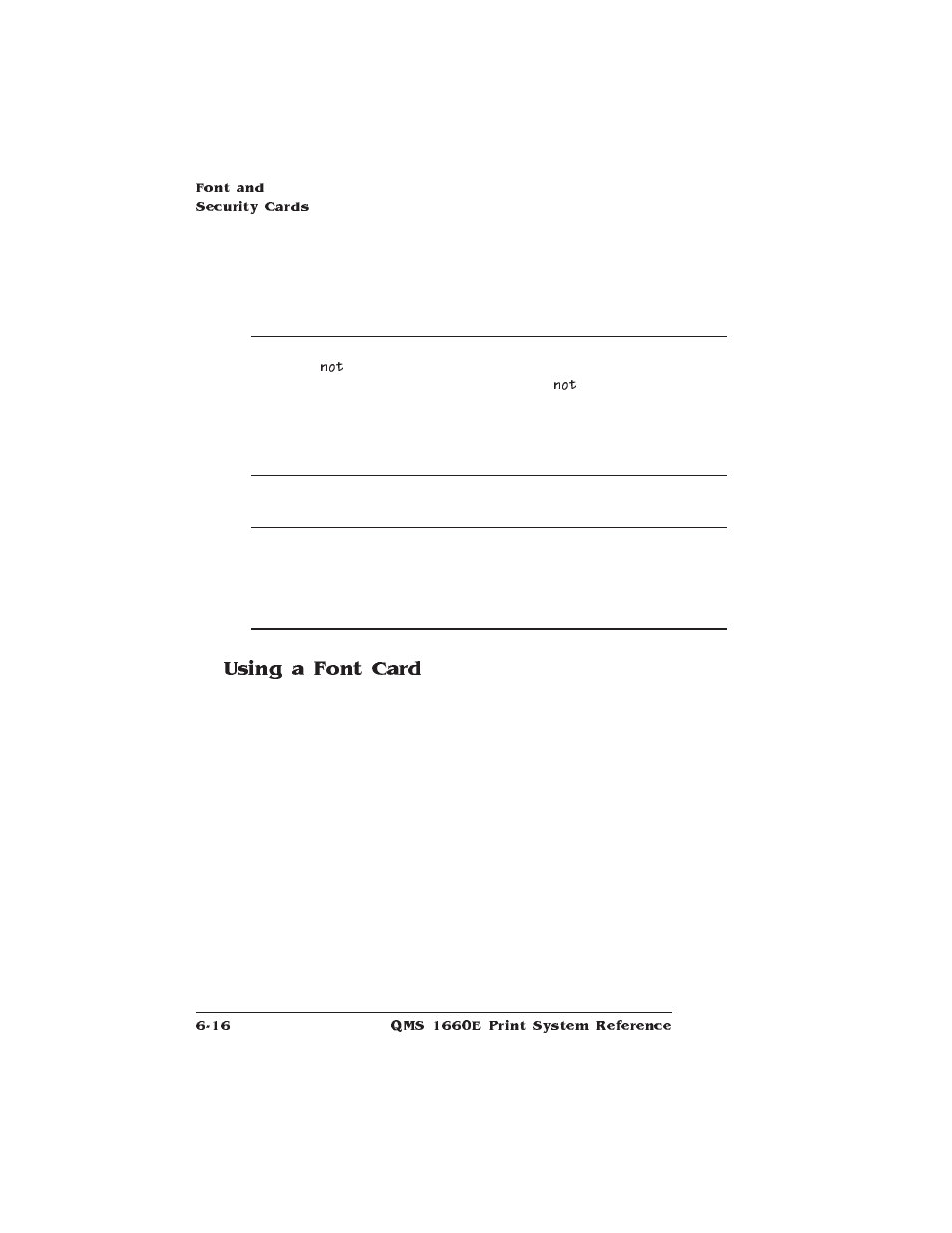 Using a font card | HP QMS 1660E User Manual | Page 150 / 314