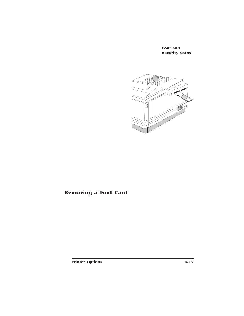 Removing a font card | HP QMS 1660E User Manual | Page 151 / 314