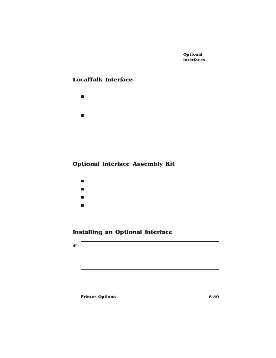 Localtalk interface, Optional interface assembly kit, Installing an optional interface | HP QMS 1660E User Manual | Page 173 / 314