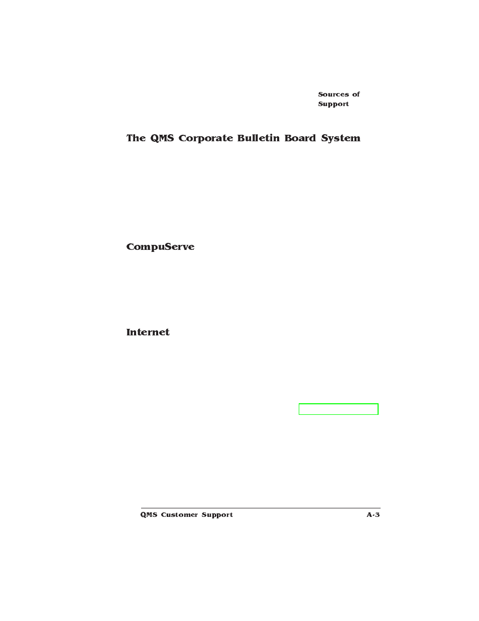The qms corporate bulletin board system, Compuserve, Internet | HP QMS 1660E User Manual | Page 227 / 314