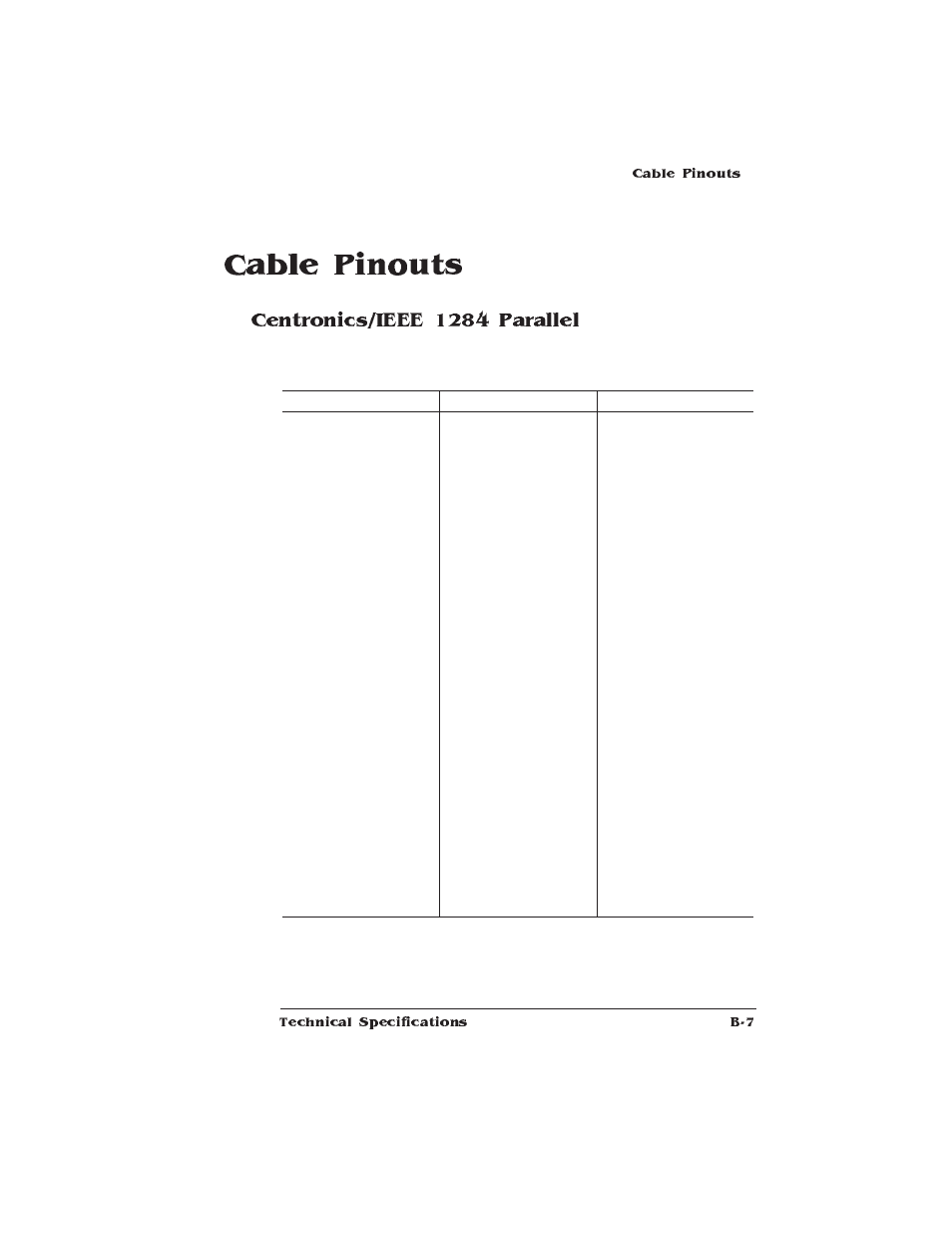 Cable pinouts, Centronics/ieee 1284 parallel | HP QMS 1660E User Manual | Page 237 / 314