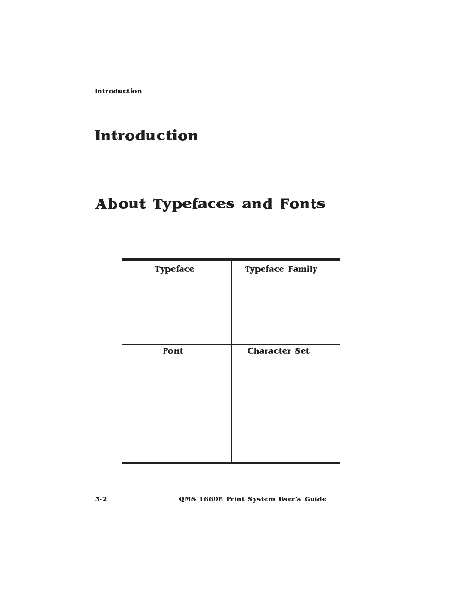 Introduction, About typefaces and fonts | HP QMS 1660E User Manual | Page 24 / 314