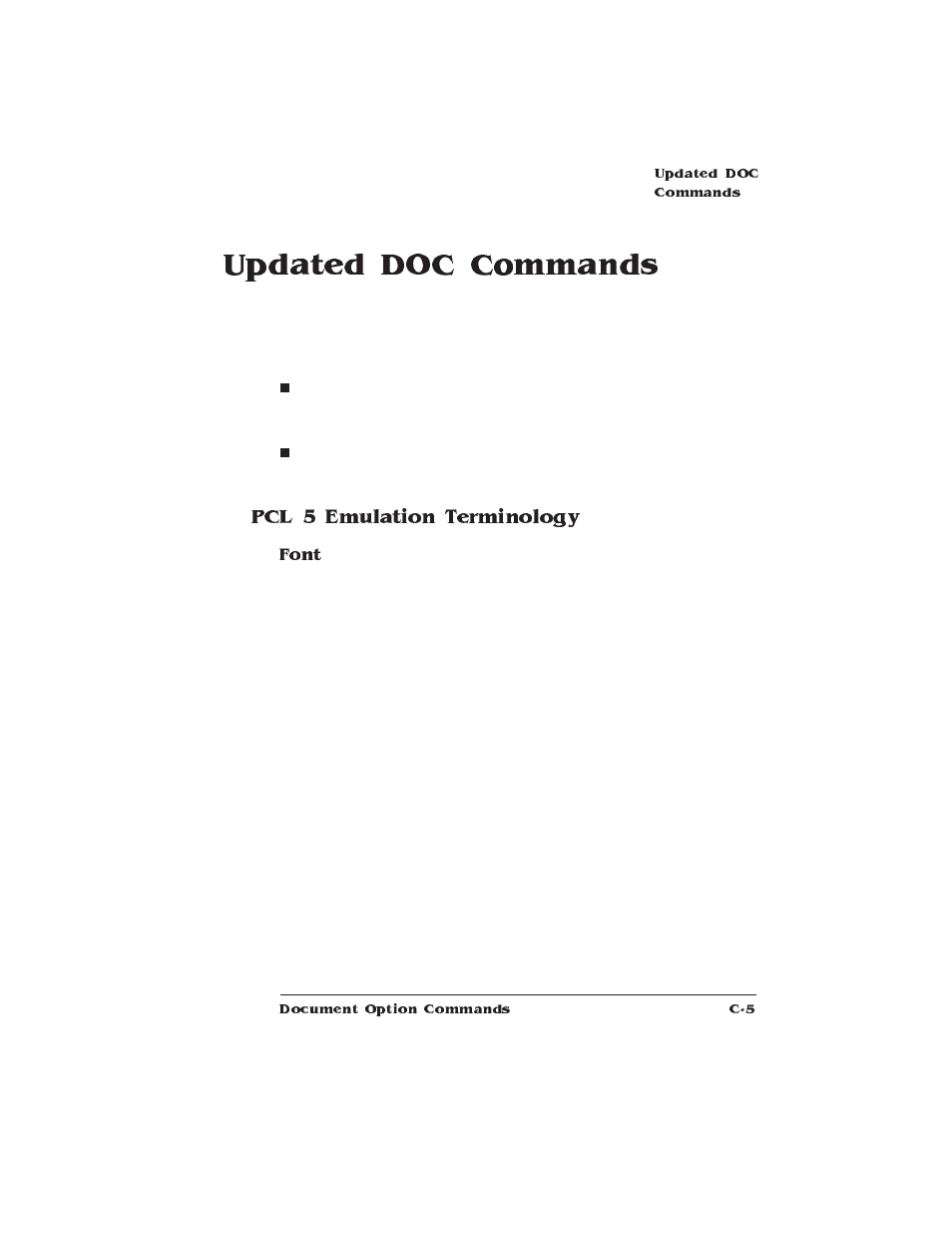 Updated doc commands, Pcl 5 emulation terminology, Updated information on supported docs | HP QMS 1660E User Manual | Page 251 / 314