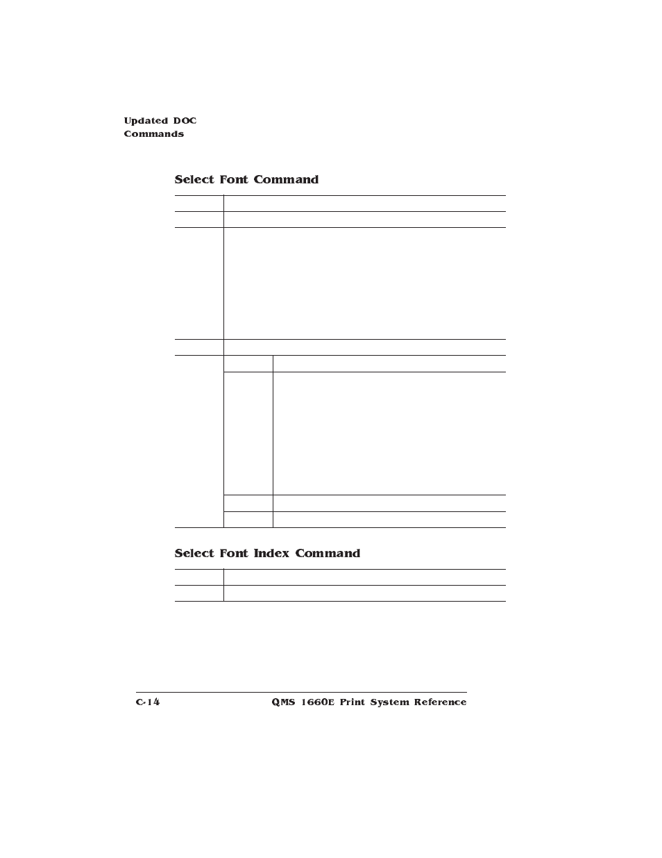 Select font command select font index command | HP QMS 1660E User Manual | Page 260 / 314