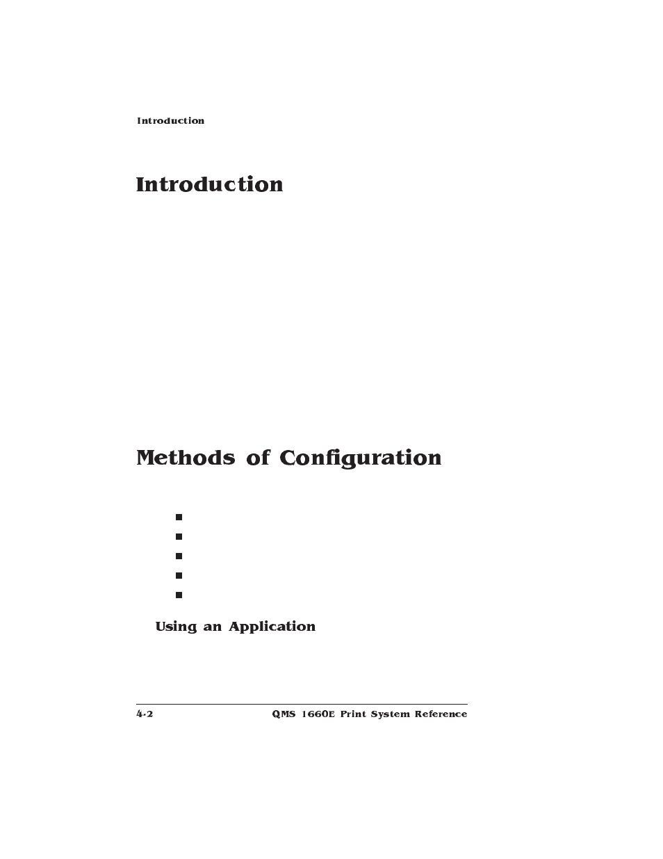 Introduction, Methods of configuration, Using an application | Methods of printer configuration | HP QMS 1660E User Manual | Page 34 / 314