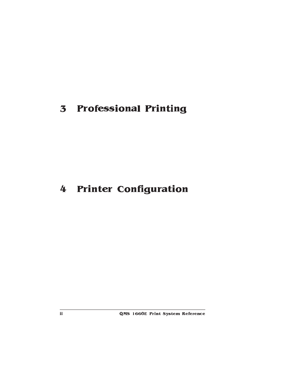 Postcards, Transparencies, Media storage | Professional printing, Introduction, About typefaces and fonts, Typeface classification, Typography terms, Resident fonts, typefaces, and symbol sets, Resident postscript fonts | HP QMS 1660E User Manual | Page 4 / 314