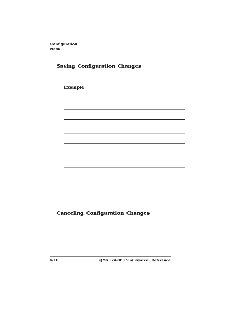 Saving configuration changes, Canceling configuration changes | HP QMS 1660E User Manual | Page 42 / 314