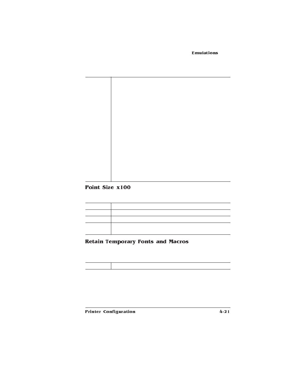 Point size x100, Retain temporary fonts and macros | HP QMS 1660E User Manual | Page 53 / 314