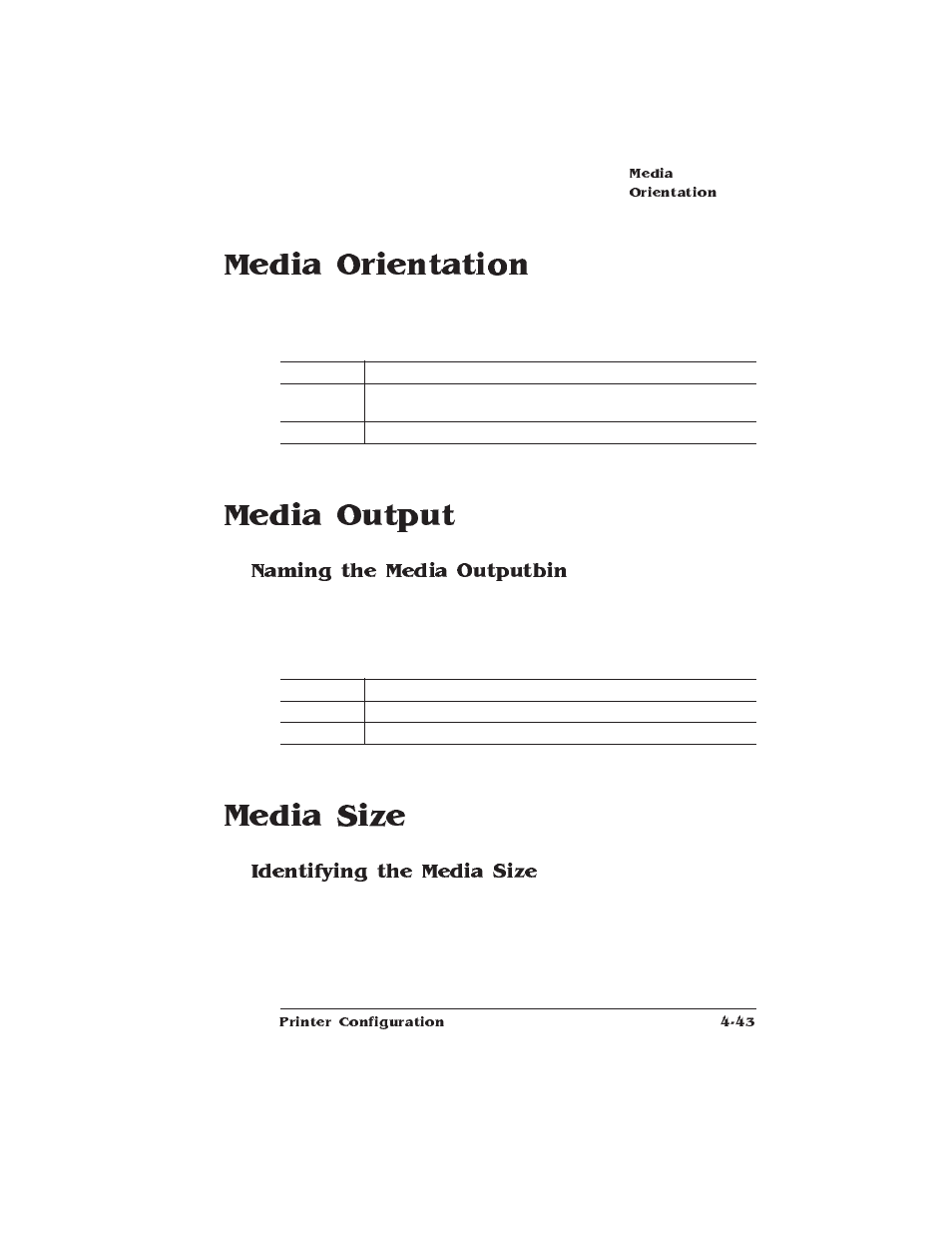 Media orientation, Media output, Naming the media outputbin | Media size, Identifying the media size | HP QMS 1660E User Manual | Page 75 / 314