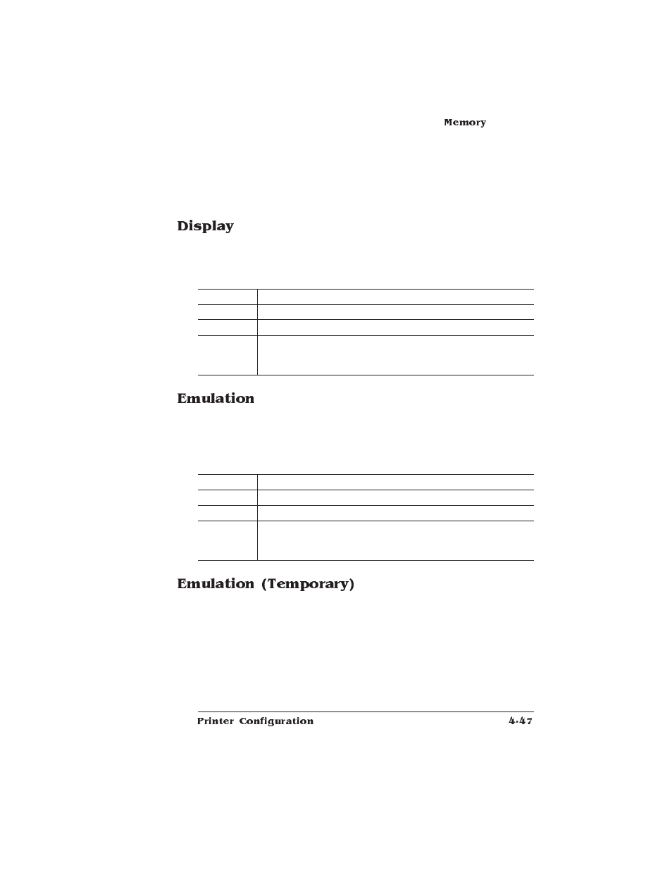 Display, Emulation, Emulation (temporary) | HP QMS 1660E User Manual | Page 79 / 314