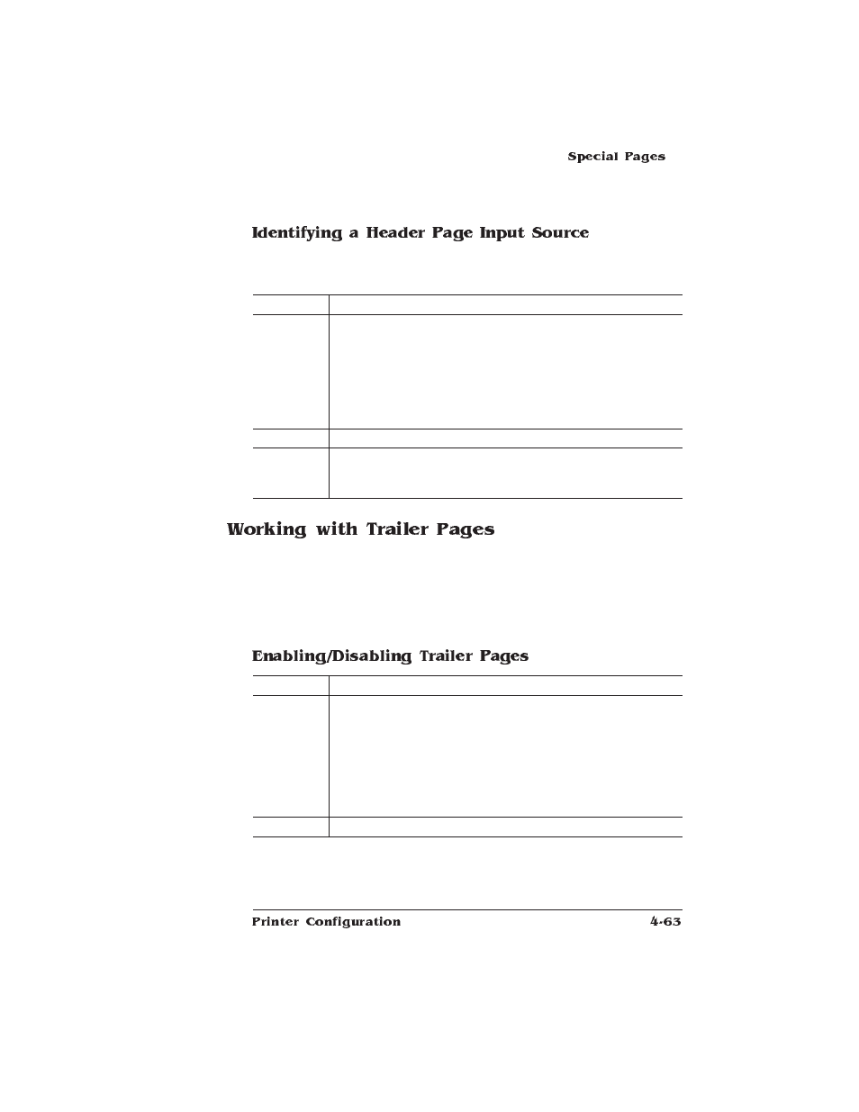 Working with trailer pages, Identifying a header page input source, Enabling/disabling trailer pages | HP QMS 1660E User Manual | Page 95 / 314