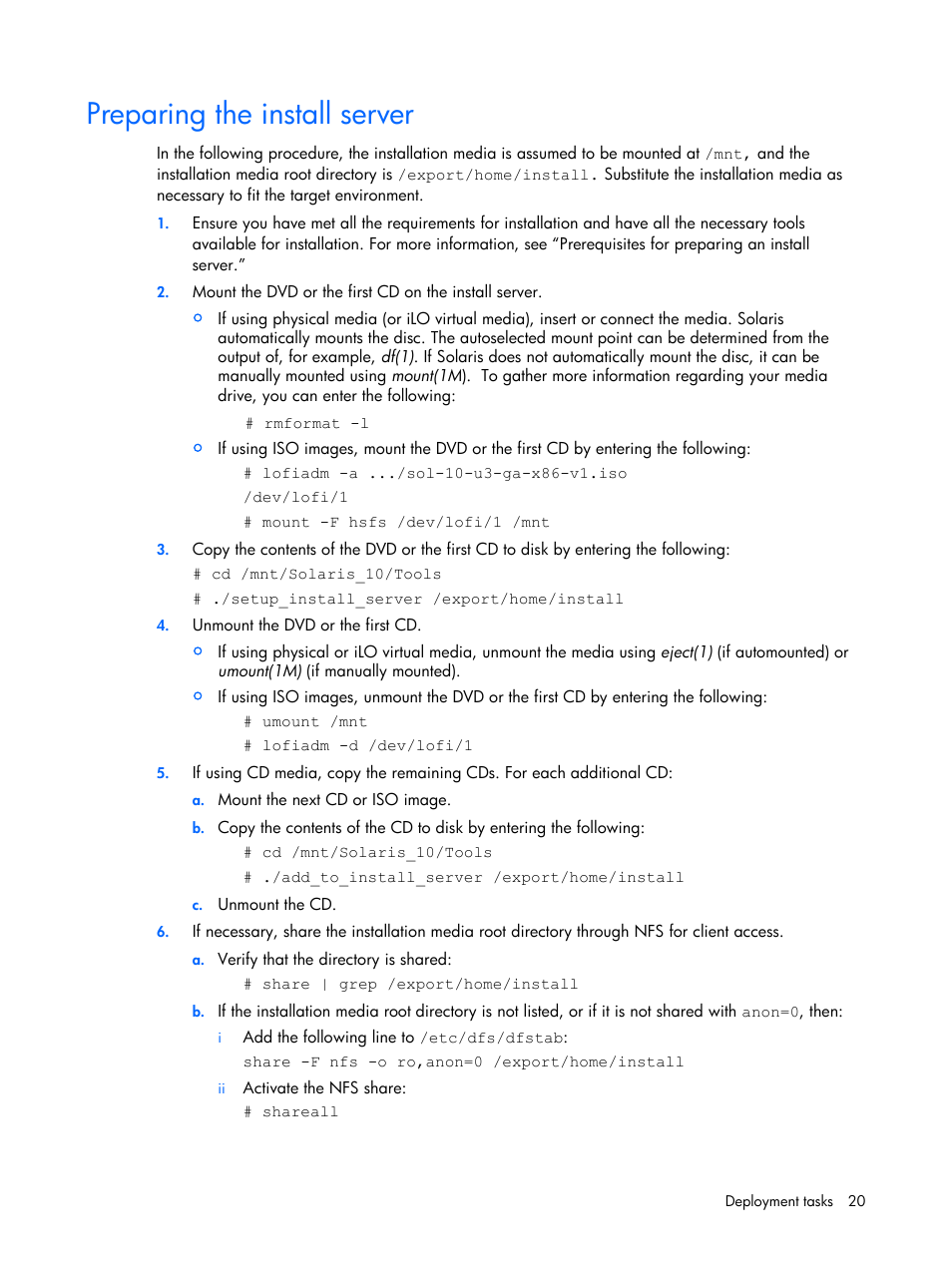 Preparing the install server | HP 10 User Manual | Page 20 / 54