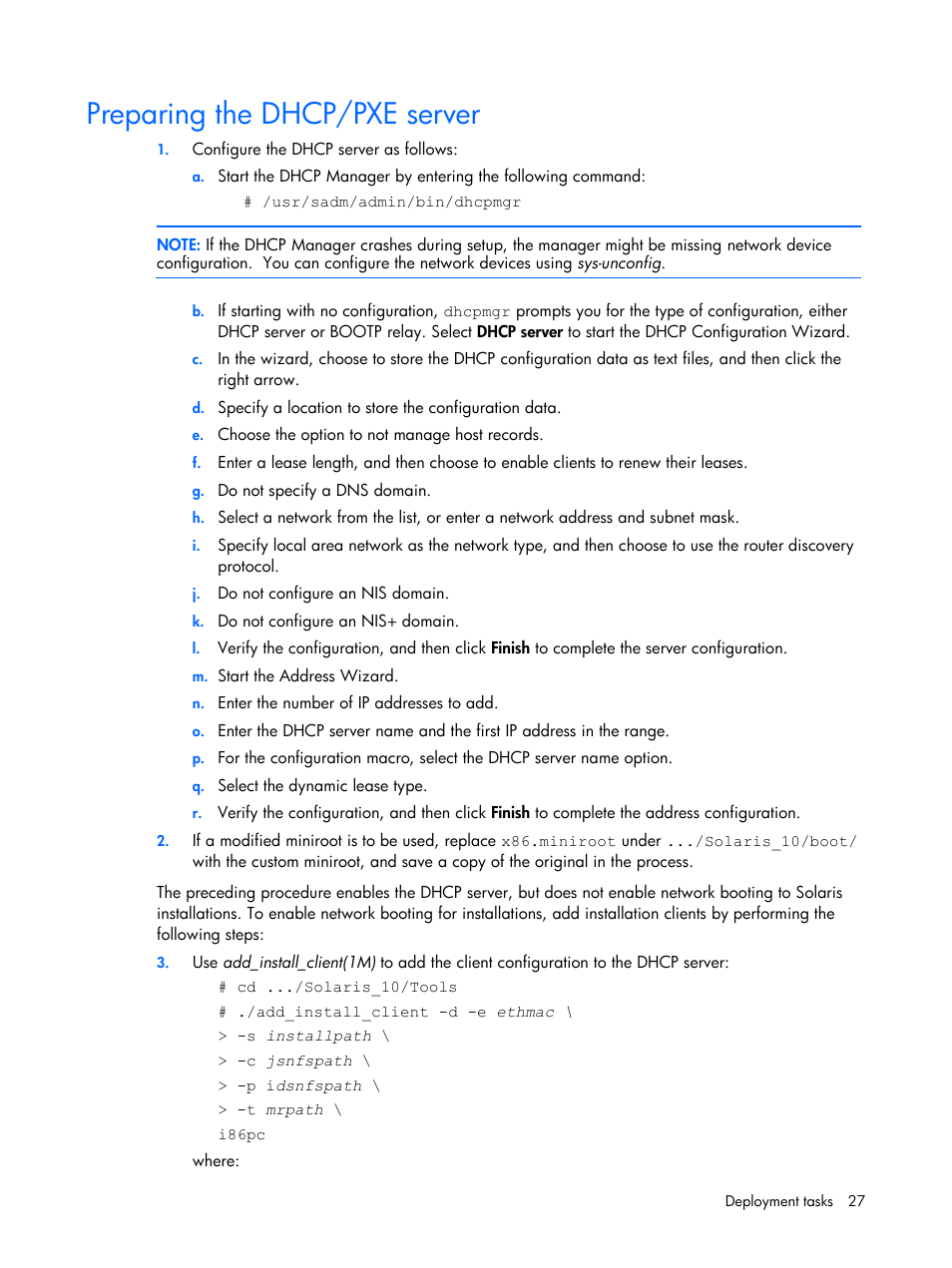 Preparing the dhcp/pxe server | HP 10 User Manual | Page 27 / 54