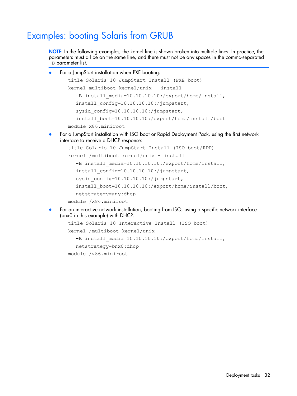 Examples: booting solaris from grub | HP 10 User Manual | Page 32 / 54
