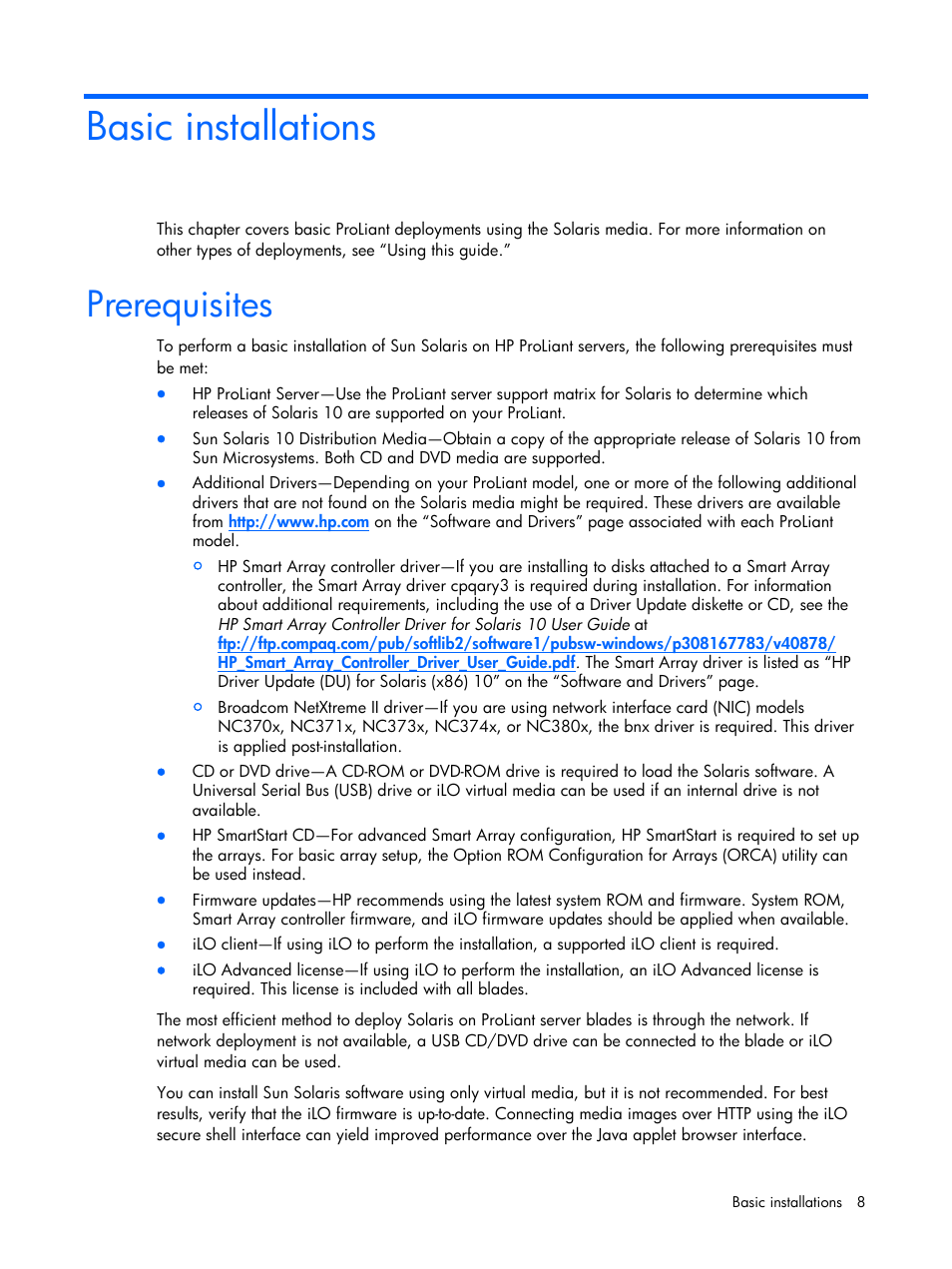 Basic installations, Prerequisites, See “basic installations | HP 10 User Manual | Page 8 / 54