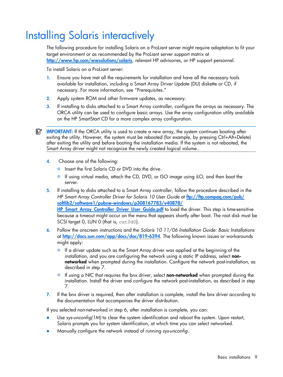 Installing solaris interactively | HP 10 User Manual | Page 9 / 54