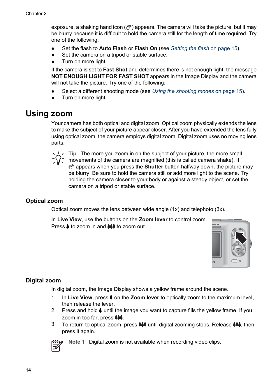 Using zoom, Optical zoom, Digital zoom | Optical zoom digital zoom | HP M527 User Manual | Page 14 / 46