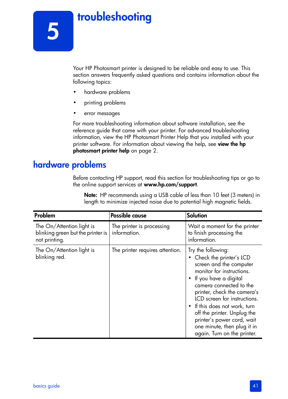 Troubleshooting, Hardware problems | HP 7600 User Manual | Page 45 / 64